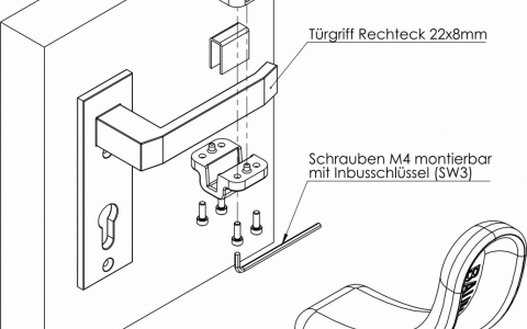 Hygiene Türöffner rechteckig 22 x 8 mm