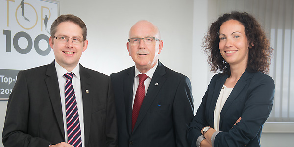 Geschäftsleitung - V.l.n.r.: Dipl.-Ing. (FH) Christian Baumann, Albrecht Baumann, Dr.-Ing.Sybille Hopman